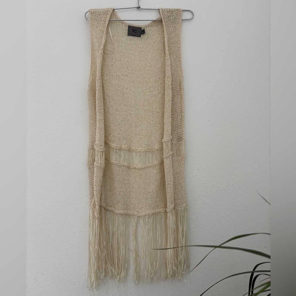 🚫SOLD💫Cream Knit Fringe Vest